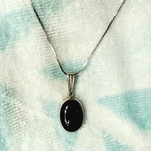Vintage Taxco 925 Black Onyx Pendant Necklace